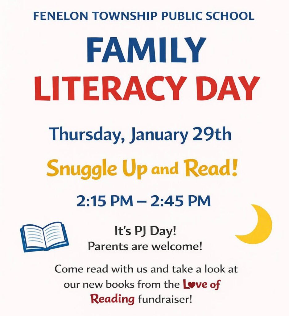 Family Literacy Day at FTPS happening on January 29th. 